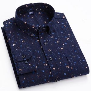 100% algodón Oxford hombres camisa Floral manga larga a cuadros hilo teñido completo Casual camisas hombres camisas - Product Image 2