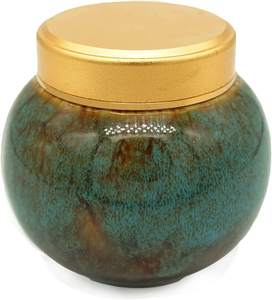 Red <b>Keepsake</b> Urn Human or <b>Pet</b> Small <b>Ashes</b> Urn Handmade Ceramic Double Alloy Sealing Lid with Woodgrain Box - Product Image 3