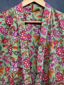 Nhật Bản Phong Cách Rộng Tay Áo Kimono Phụ Nữ Ấn Độ Handmade Tinh Khiết Bông Kimono Áo Choàng Với Vành Đai - Product Image 3