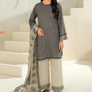 El mejor juego de lujo para todos los días Shalwar Kameez Dupatta Premium transpirable para todas las estaciones estampado de tela de césped Premium diseñado para todas las estaciones - Product Image 1