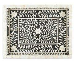 Bandeja con incrustaciones de hotel, bandeja de servicio hecha a mano, incrustaciones de hueso de lujo, desayuno de Ramadán, comida, fruta, café, té, bandeja decorativa - Product Image 3