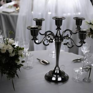 "Élégant candélabre en argent à 5 bras au design époustouflant, parfait pour les décors sophistiqués et les occasions spéciales" - Product Image 3