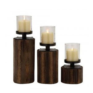 Ensemble de 3 bougeoirs en métal Hurricane - Décoration artisanale pour la maison pour Noël - Product Image 2