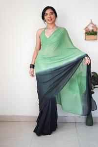 Prêt-à-porter de créateur Georgette Saree Wedding and Party Wear pour les femmes américaines Silky Pakistanais Style - Product Image 5