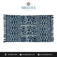 Tapis de prière moderne en coton indigo tissé à la main, imprimé à la main, antidérapant, durable, pour la maison, la cuisine, la porte, la prière