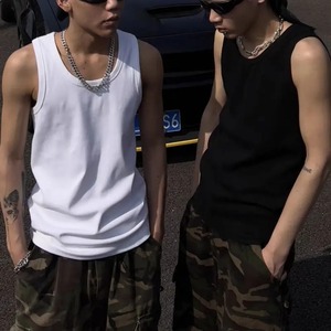 Camiseta sin mangas de mezcla de algodón de 190g personalizada Unisex, ropa de calle transpirable de secado rápido para hombres y mujeres, estilo informal - Product Image 2