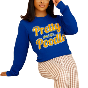 Joli caniche bleu Chenille sweat doux coton Premium col rond broderie Sigma Gamma Rho grec sororité femmes Style - Product Image 2