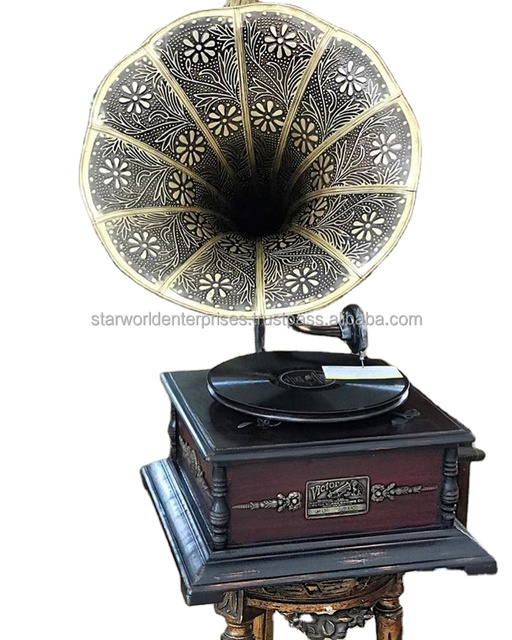 Factory Supply Classic Wooden Radio Gramophone Luxury Retro Vinyl Phonograph Record Player Antique Gramophone