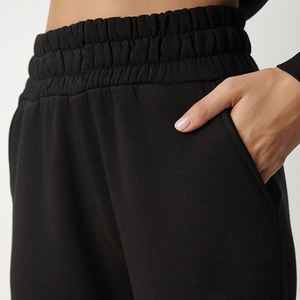 Survêtement femme vintage en molleton 100% coton écologique, logo personnalisé, haute qualité, à capuche, décontracté, uni, 2 pièces, fermeture éclair intégrale, streetwear - Product Image 4