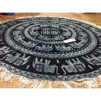 Tapis de plage en coton, serviette ronde de Yoga, décoration de maison, éléphant, mandala, tapisserie traditionnelle