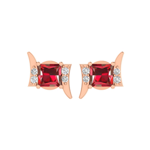 Pendientes de rubí de corte princesa de oro macizo de 18K, joyería de piedras preciosas delicadas con mayorista de diamantes finos de oro rosa y blanco - Product Image 6