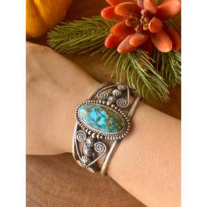 Michael & Rosita Calladitto Kingman Turquoise & Sterling <b>Silver</b> <b>Cuff</b> <b>Bracelet</b> Fashionable Accessory - Product Image 2