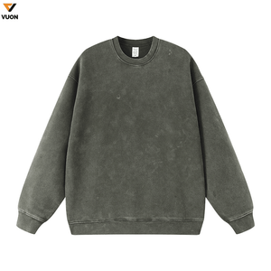 Sudadera extragrande de algodón pesado para hombre 2024, diseño de cuello redondo con estampado de lavado ácido y cuello grueso, hombro caído para invierno - Product Image 1