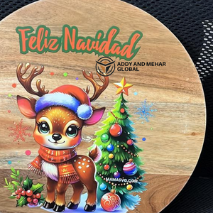 Plateau de service en bois imprimé de Noël, motif de rennes et d'arbres festifs, plateau de décoration de vacances, lot de 4 - Product Image 5