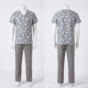 Ensemble de blouses médicales imprimées en polyester et élasthanne, motif léopard multicolore, logo personnalisé par sublimation - Product Image 2
