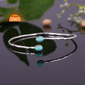 Venta caliente 925 plata esterlina Natural Arizona turquesa piedra preciosa brazalete joyería personalizada fabricante - Product Image 3