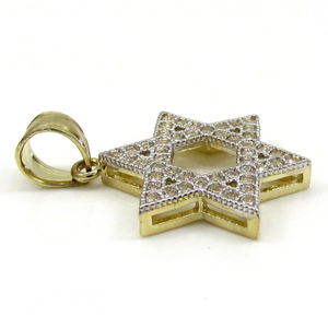Colgante Estrella de David de Plata de Ley 925 Bañado en Oro con Moissanita, Lujoso, con Engaste de Garra Bañado en Rodio, Colgantes y Dijes - Product Image 4