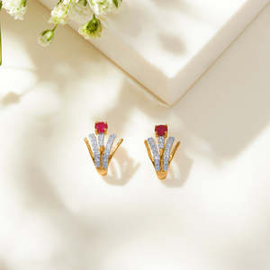Boucles d'oreilles clous en or 14 carats et perles, plaquées rhodium, pour femmes, style Huggies tendance - Product Image 1