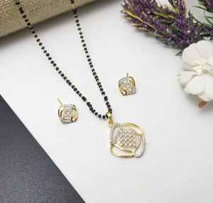 ชุดจี้ห้อยคออเนกประสงค์สำหรับผู้หญิงลูกปัดมาลาสีดำขนาด18นิ้วหรือโซ่มีสไตล์ใส่ได้ทุกวันและตามเทศกาลเครื่องประดับอินเดีย - Product Image 2