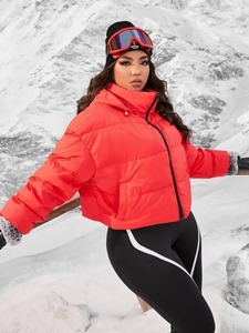 Chaqueta acolchada cálida de invierno para mujer, chaqueta tejida de manga larga transpirable con cremallera completa a prueba de viento - Product Image 6