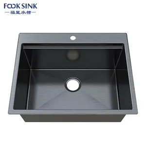 18X15inch Gold Stainless Steel Kitchen Sink Topmount Rose Gold Single Bowl Kitchen Sink Basin