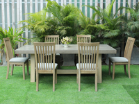 Table à manger rectangulaire en bois moderne avec banc, ensemble de meubles de jardin pour 6 personnes, design stable
