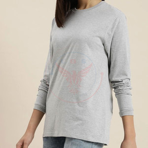 Quick Dry Eco-Friendly Women's 100% Cotton Fleece Long Sleeves T-Shirts Casual Apparel - Product Image 3