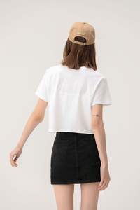 Summer Hot Sale Women Knitted <b>Cropped</b> T-shirt 210gsm Breathable Plain Cotton Shirts Custom Logo T-shirt for <b>men</b> - Product Image 2