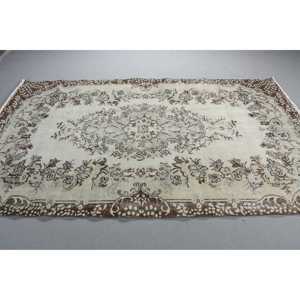 พรมตุรกีขนาด 5.3x9.1 ฟุต พรมวินเทจขนาดใหญ่ พรมขนสัตว์ลายสัตว์สีน้ำตาล - Product Image 2