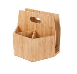 Organizador de utensilios de madera de pino rústico grande, soporte de utensilios de cocina de madera de diseño moderno para el hogar, cocina compatible con mostrador de cocina - Product Image 1