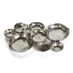 จานเสิร์ฟโลหะสีเงินพร้อมชาม9อันสำหรับใช้ในงานแต่งงานจานในร้านอาหารหลายช่องทำด้วยมือ - Product Image 3