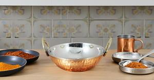 ชามอาหารอินเดียทำจากเหล็กสแตนเลสที่ได้รับแรงบันดาลใจจากอาหารอินเดียอุปกรณ์สำหรับอาหารเย็นอุปกรณ์โลหะคาราฮิ - Product Image 3