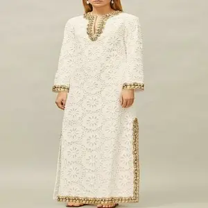 Setelan gaya anarkali Pakistan berat untuk pesta desainer pakaian untuk lebaran ini bordir Ramadan satin abaya kaftan kaftan Arab Jalabiy