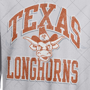 เสื้อสเวตเตอร์คอลูกเรือทอแบบกลับด้านโลโก้โค้งยาวเขาเท็กซัสสินค้ามาใหม่สีเทา - Product Image 3