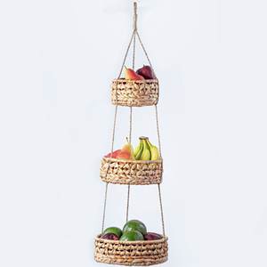 Organizador de Cocina, Cesta Colgante de Jacinto de Agua, Cestas para Almacenar Verduras, Contenedor de Frutas Tejido - Product Image 1