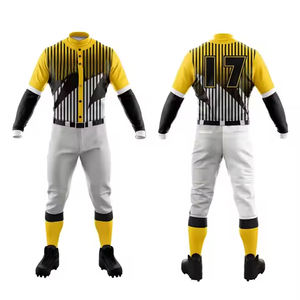 Ensemble d'uniformes de baseball personnalisés pour hommes, pantalons en jersey boutonné à séchage rapide respirant avec nom de l'équipe imprimé pour les vêtements de sport du jour du match - Product Image 1