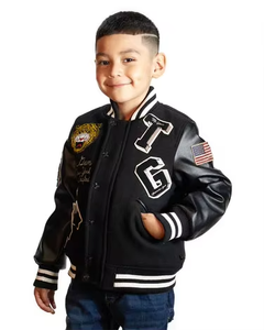 Veste d'université pour enfant classique unisexe avec broderie rétro en laine sur mesure Veste d'université de baseball pour enfants avec écusson Veste d'hiver 2025/26 - Product Image 2