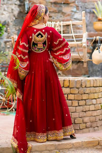 Robe maxi afghane longue à coupe évasée, motifs ethniques brodés à la main, motifs tribaux pour les occasions festives, avec une longueur longue - Product Image 2