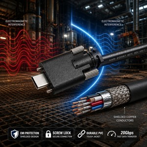 <span class=keywords><strong>สาย</strong></span>เคเบิล LUNG KAY รุ่น USB 3.2 <span class=keywords><strong>Type</strong></span> <span class=keywords><strong>C</strong></span> แบบล็อคด้วยสกรูคู่ ความเร็ว 20Gbps สำหรับถ่ายโอนข้อมูล ใช้กับกล้องอุตสาหกรรม ระบบวิชันซิสเต็ม และ SSD - Product Image 3
