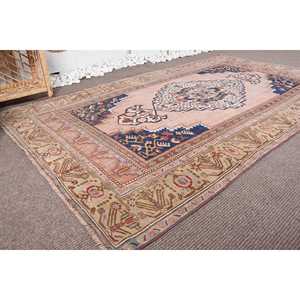 Alfombra Turca Vintage de 4,6x7,9 pies, Alfombra de Área, Alfombra Beige con Diseño de Camuflaje - Product Image 3