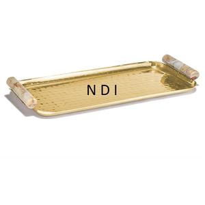 Plateau de service avec poignées plaqué or finition décoration restauration utilisation plateau de service pour thé café petit déjeuner plateau de serveur - Product Image 1