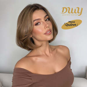 Quinn C-DWY Free Part Short Curly <b>Wig</b> Glueless Synthetic with Light <b>Brown</b> Lace Front Caramel Color Without Bangs - Product Image 1