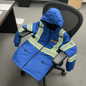 Veste de sécurité imperméable à haute visibilité bleue personnalisée avec bandes réfléchissantes, veste de travail haute visibilité - Product Image 5