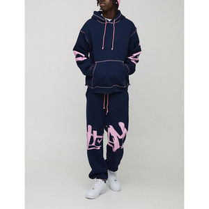 Ensemble de survêtement en molleton de coton d'hiver de haute qualité, imprimé, surdimensionné, pour homme, avec poche kangourou à capuche, cordon de serrage, séchage rapide - Product Image 2