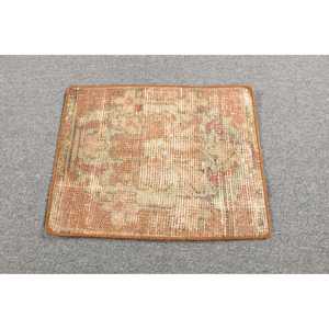1.2x1.5 ft Rug, Turkish Vintage Small Rug, <b>Brown</b> <b>Wool</b> Rug - Product Image 3