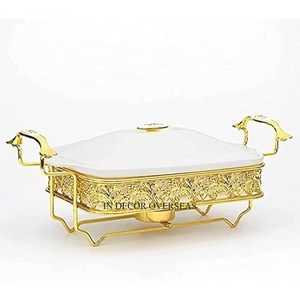 จานชุบทองเกรดสูงทำจากโลหะพร้อมขาตั้งสีดำอุปกรณ์สำหรับใช้ในการจัดเลี้ยงในโรงแรมและร้านอาหาร - Product Image 4