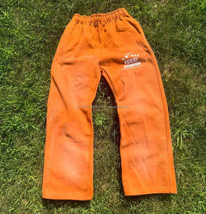 Ropa de calle personalizada para hombre, pantalones de chándal acampanados, pantalones holgados de pierna recta con cordón, pantalones de chándal de algodón 100%, diseño informal de pierna ancha - Product Image 4