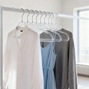 Heavy Duty Clear Plastic Hangers for Clothes 10-Pack Stainless Steel <b>Wardrobe</b> & Clothing Store - Product Image 4