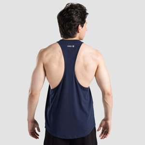 Men's Navy Impulse Stringer Regular Fit Breathable 100% Cotton Polyester Gym Tank <b>Top</b> with 3D Pattern Hood Size XL for Workout - Product Image 2