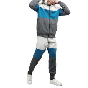 Nuevos conjuntos de dos piezas de moda, chaqueta con cremallera, pantalones, traje de trabajo de panel múltiple, tendencia superior, deportes, venta al por mayor, chándales para hombres a la venta - Product Image 2
